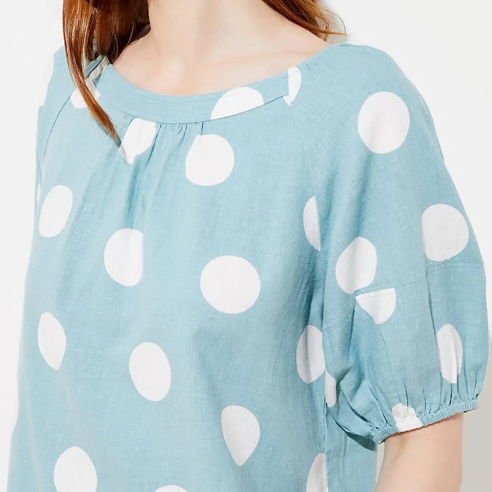 Petite Polka-dot puff sleeve top